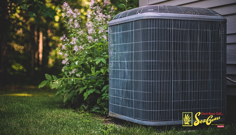 A close up shot of an outdoor ac unit