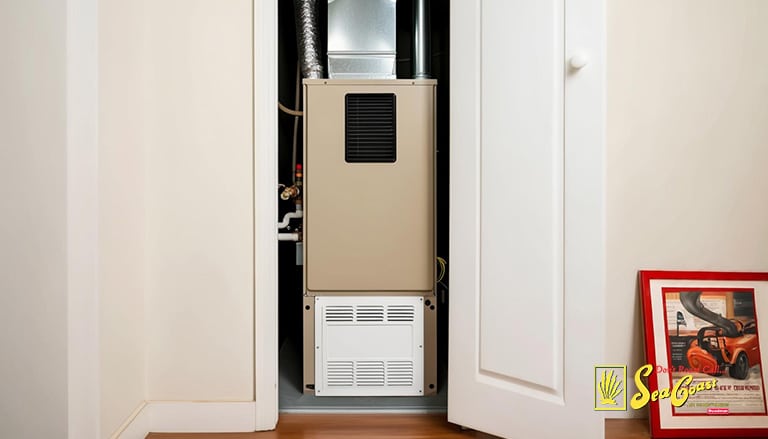 A close look of an a/c unit inside a home.