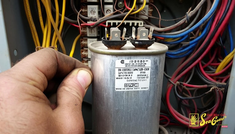 close up of an ac capacitor