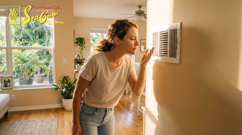 A homwowner investigating why the air smells